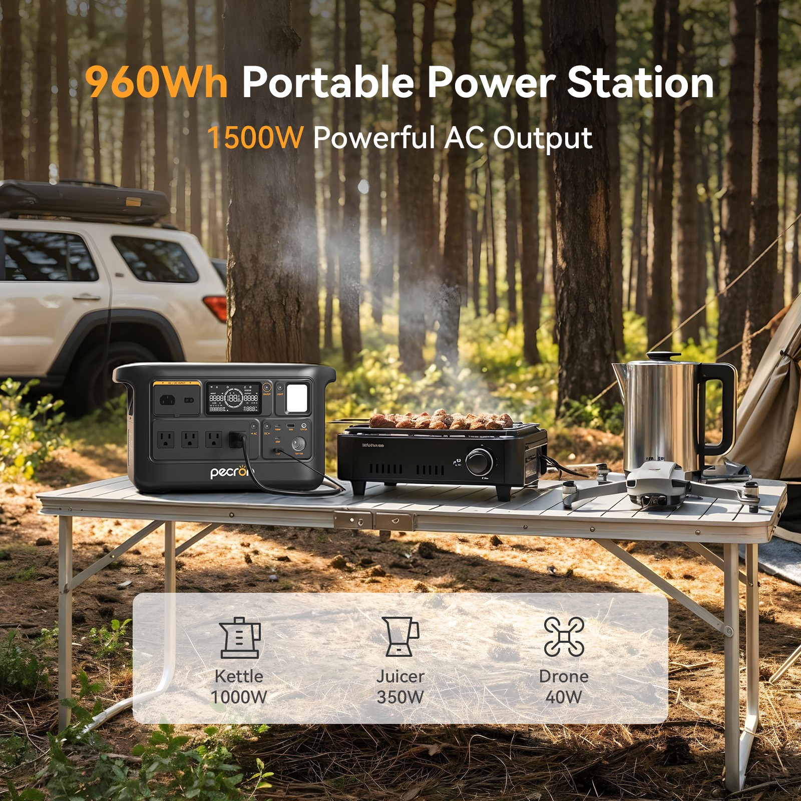 Portable Power Station F1000LFP Pecron 1004Wh 1500W LiFePO4 Battery Expandable