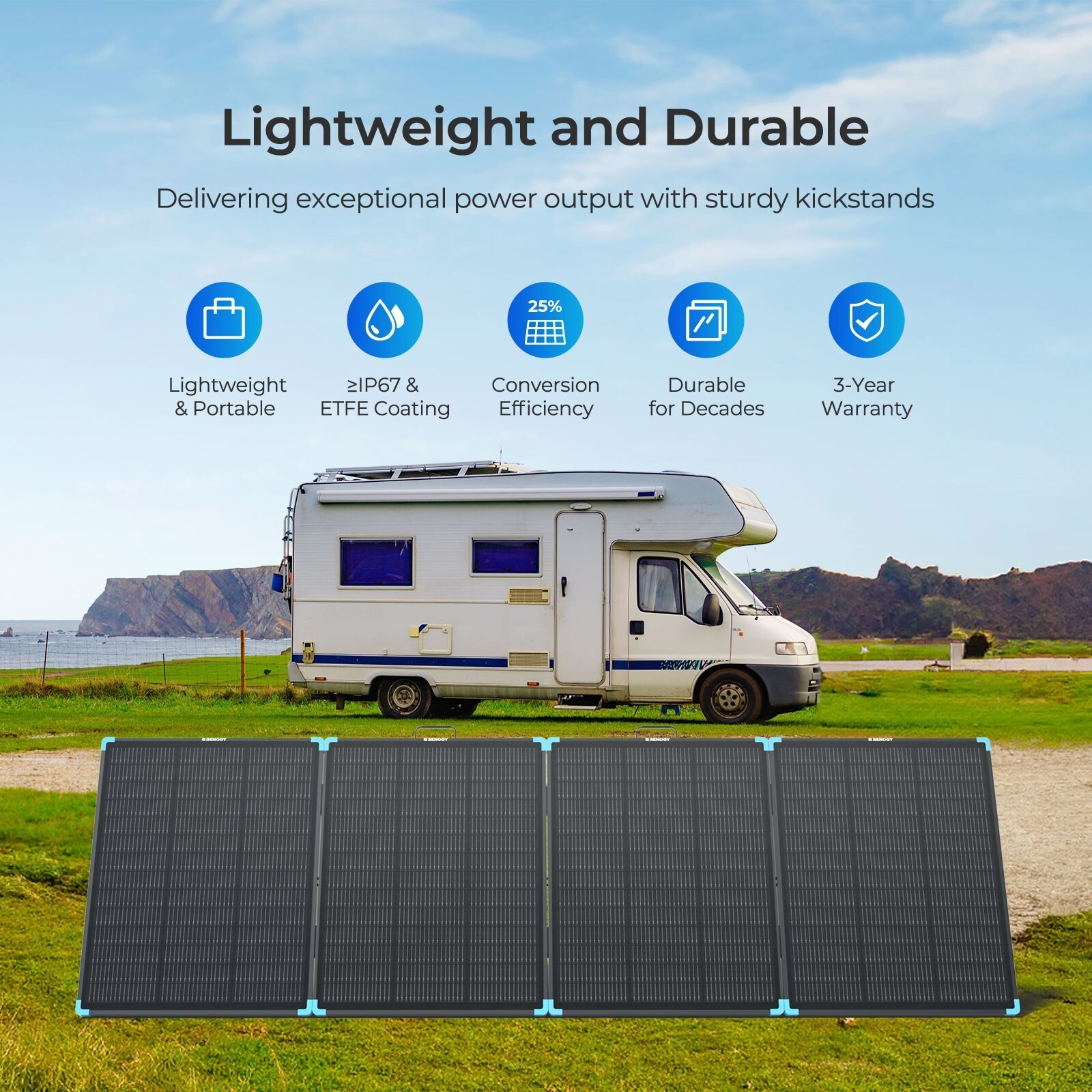 Renogy 300W Portable Solar Panel Lightweight Solar Suitcase IP67 For RV Camping
