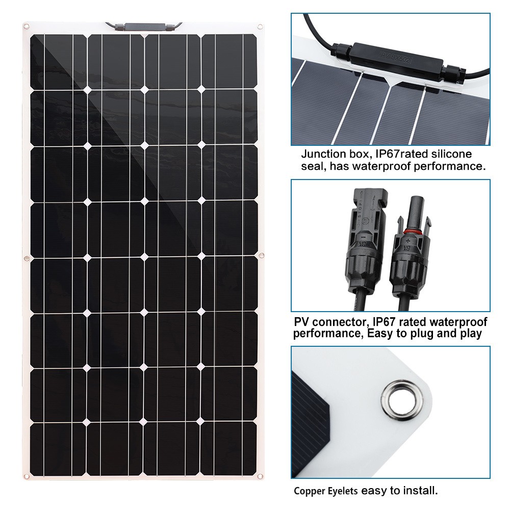 100W 16V Solar Panel High-Efficiency Photovoltaic Module for RV Camping Off-Grid