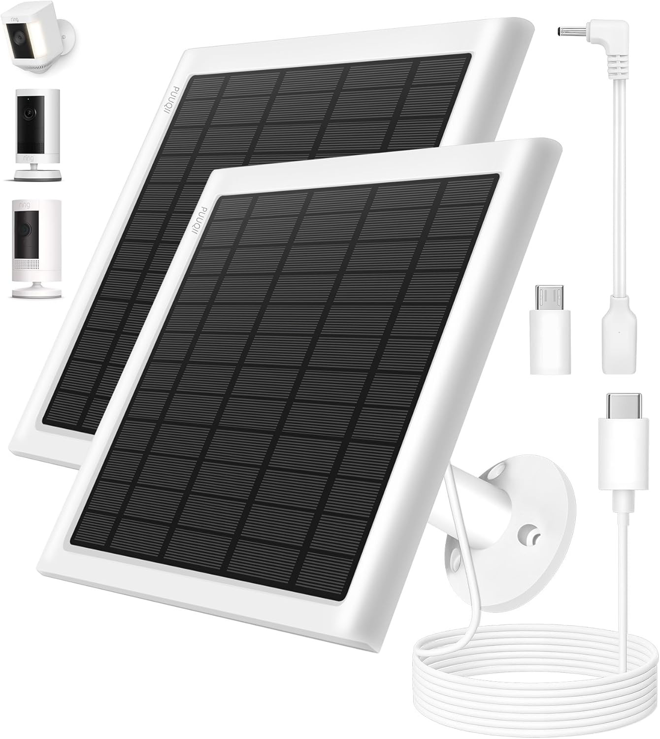 8W Solar Panel for Ring Camera, 2-Pack Solar Panel Charger Compatible with Ring