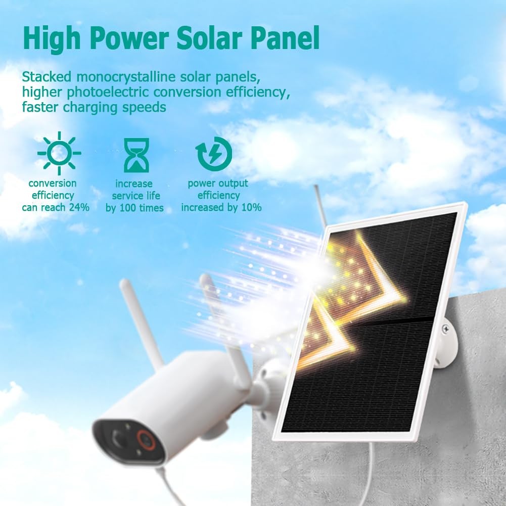 Solar Panel Charger 10W 2A DC 5V for Outdoor Security Cameras – IP66 Waterproof