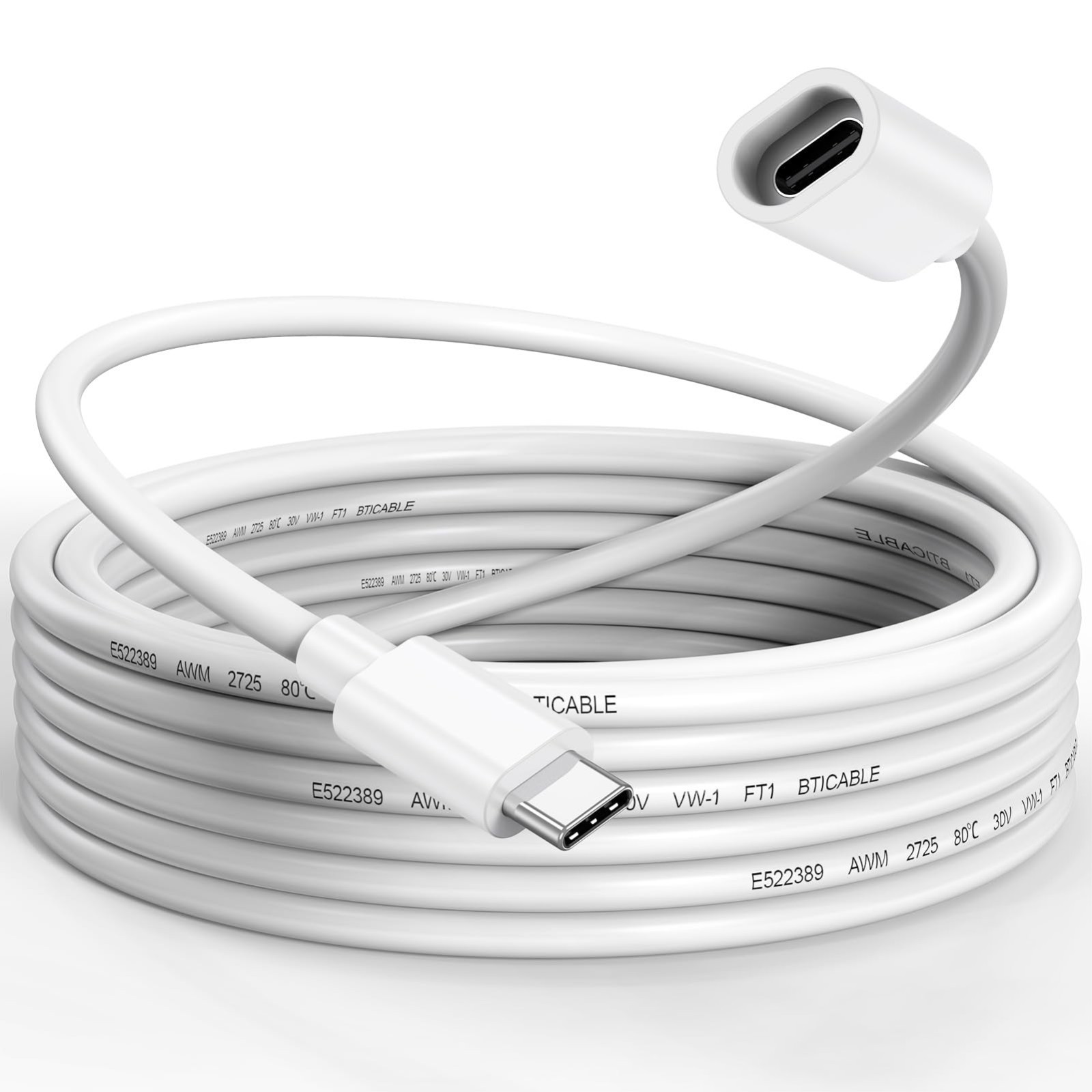 15FT USB-C Extension Cable – Waterproof Male to Female Charger for Solar Panels,
