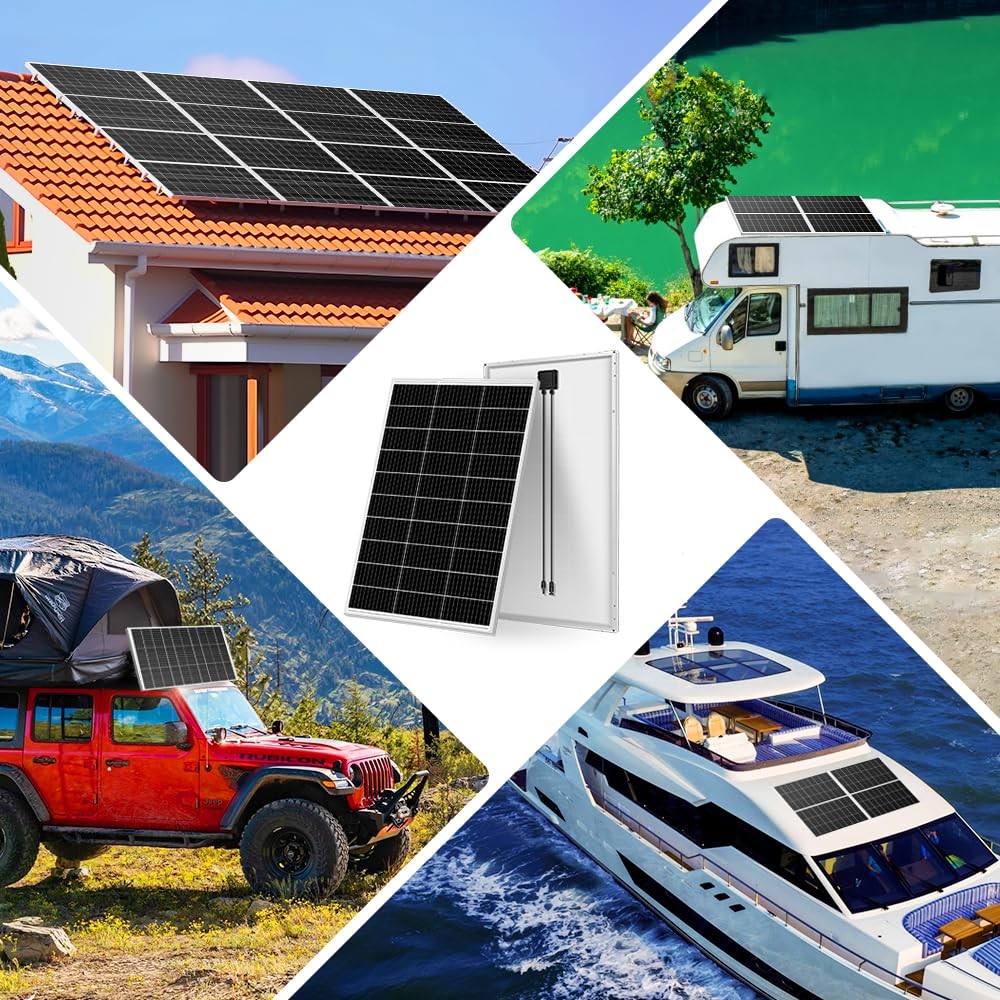 Monocrystalline Solar Panel Size 150W 18V for 12V System, Aluminum Frame, MC4…