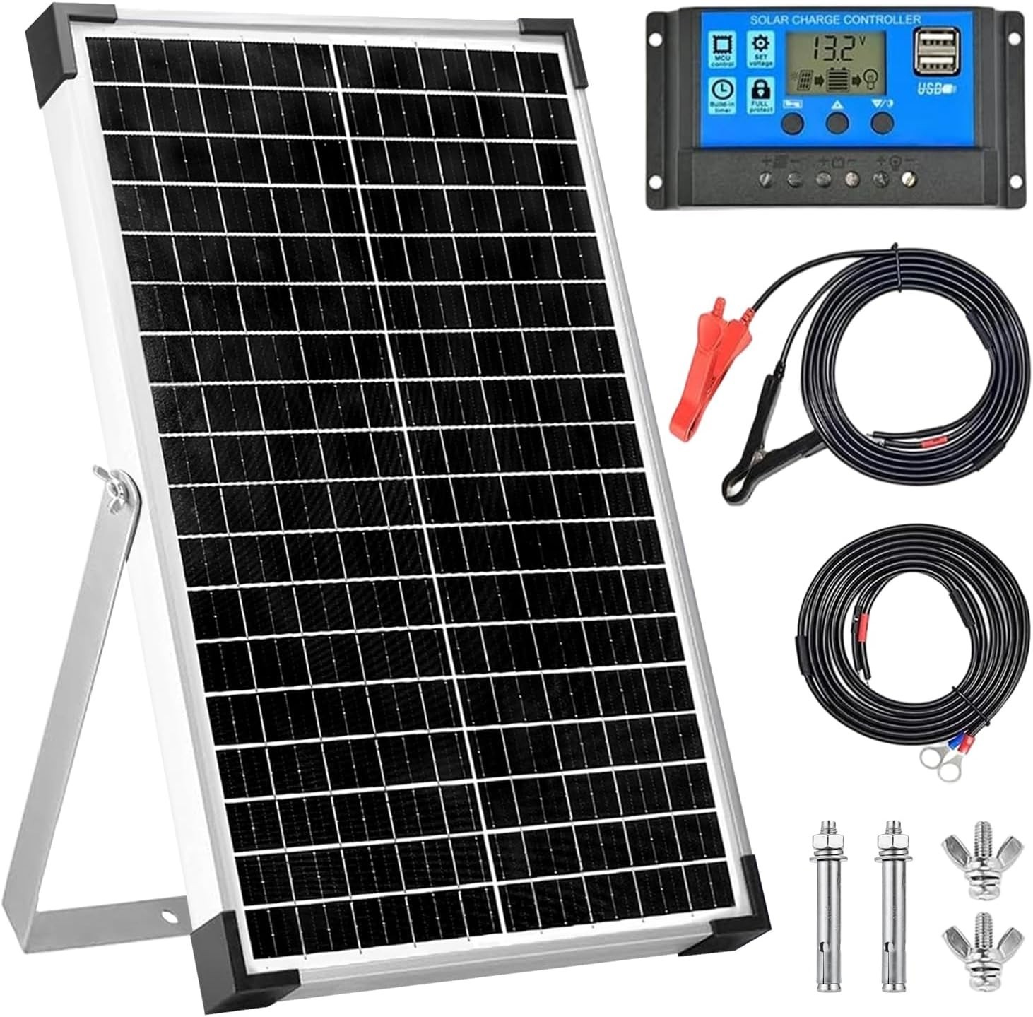 12V Solar Battery Charger 30W Solar Panel Kit | with 10A PWM Charge Controlle…