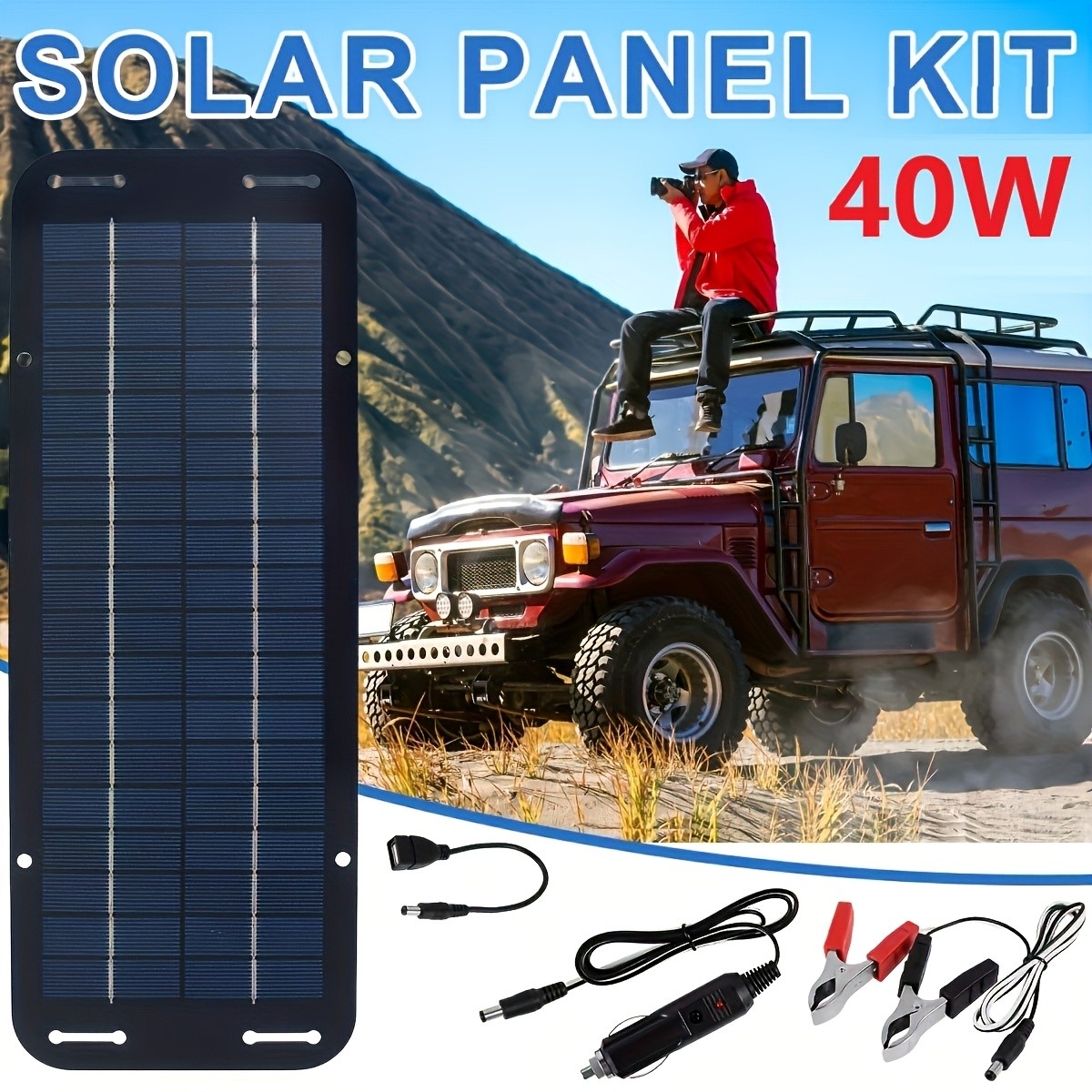 Solar Panel Kit 40w 12v Solar Trickle Charger Portable Solar Powered Charger Kit