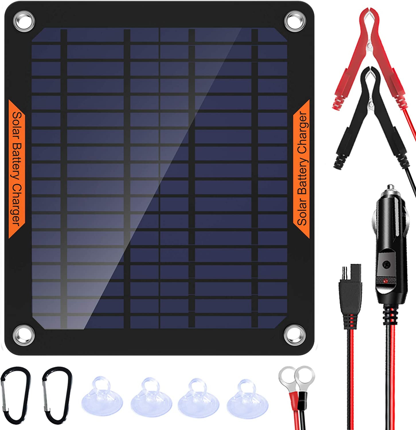 12V Solar Car Motorcycle Boat ATV Marine RV Trailer Trickle Battery Charger Kit