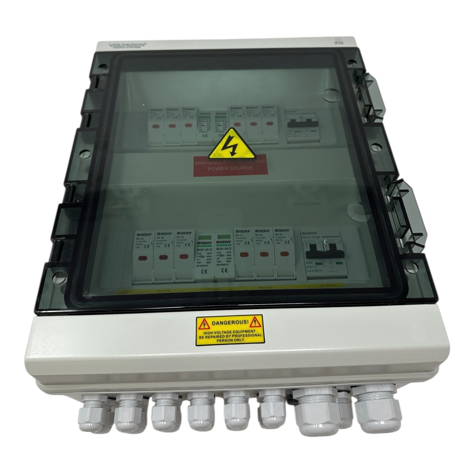 Solar PV Combiner Box 6-Way in 2-Way Out Surge Protection Fuses Waterproof