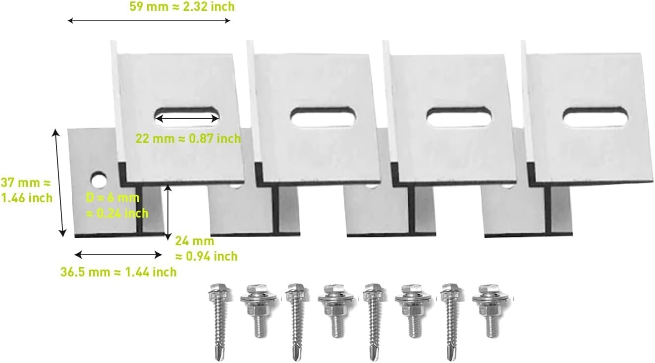 Heavy-Duty Z Bracket Kit for Solar Panels – Set of 4, Anodized Aluminum Finish