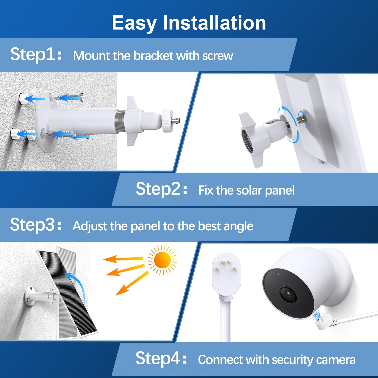 Solar Panel for Google Nest Camera, 5W Solar Power Charger for Nest Camera Ou…
