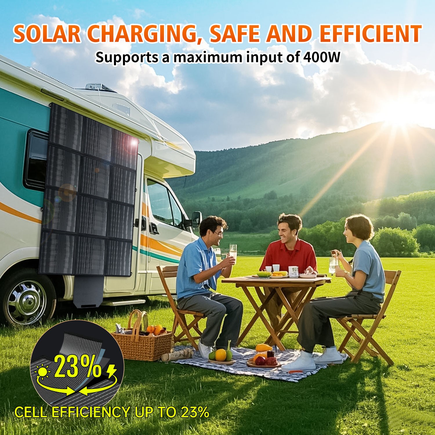 500W Foldable Portable Solar Panel kit for Power Station Charging Camping Mono