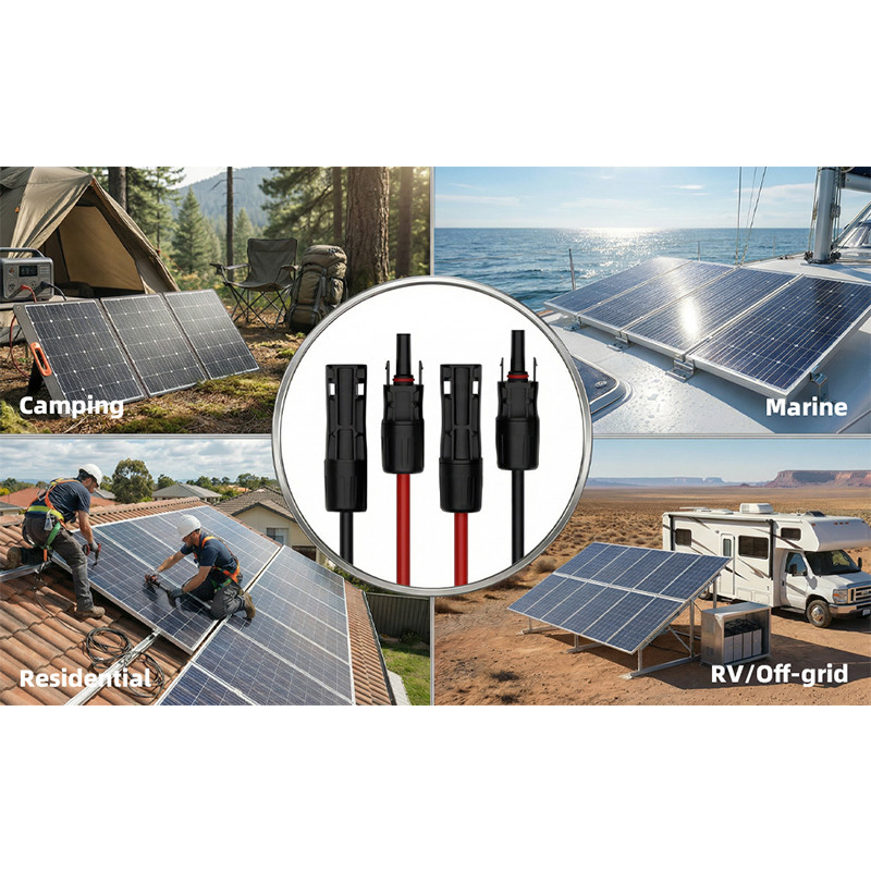 50ft Black + Red 10AWG Solar Panel Extension Cable Flexible Wire Connectors