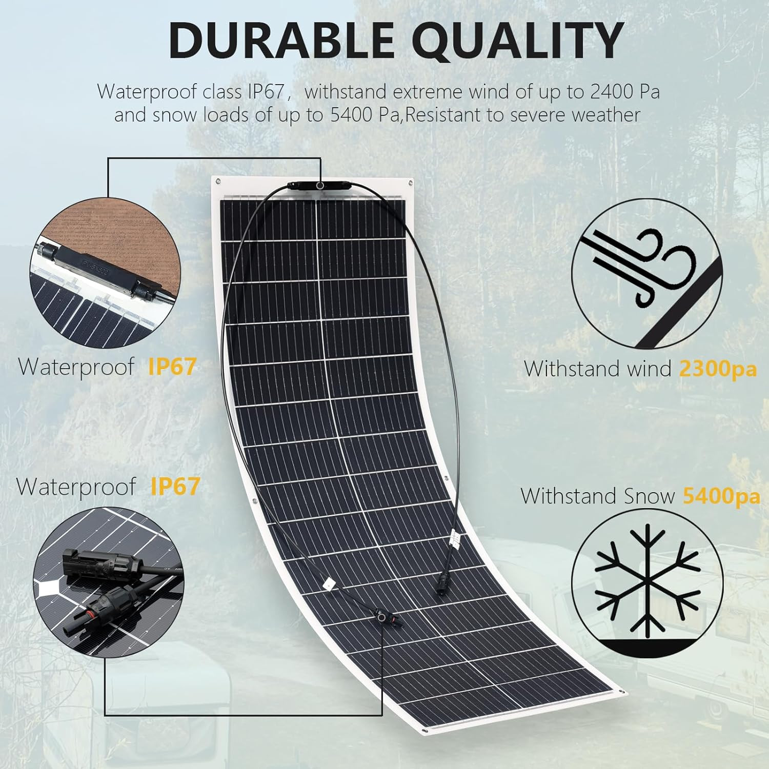 Solar Panel 200W 12V Flexible System Kit,2X100W Monocrystalline Fiberglass Modul