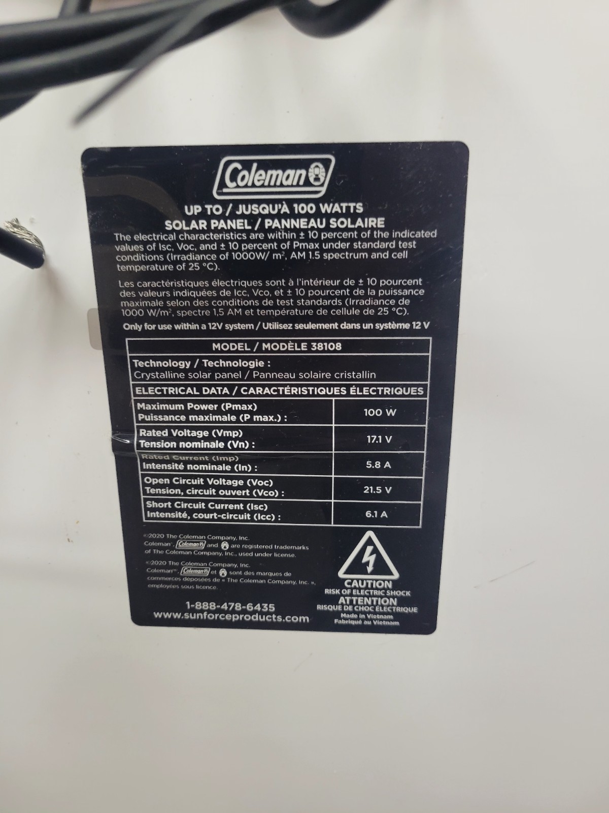 Coleman 100W Watt Solar Panel 12V Volt Poly Off Grid Battery Charge RV BOAT