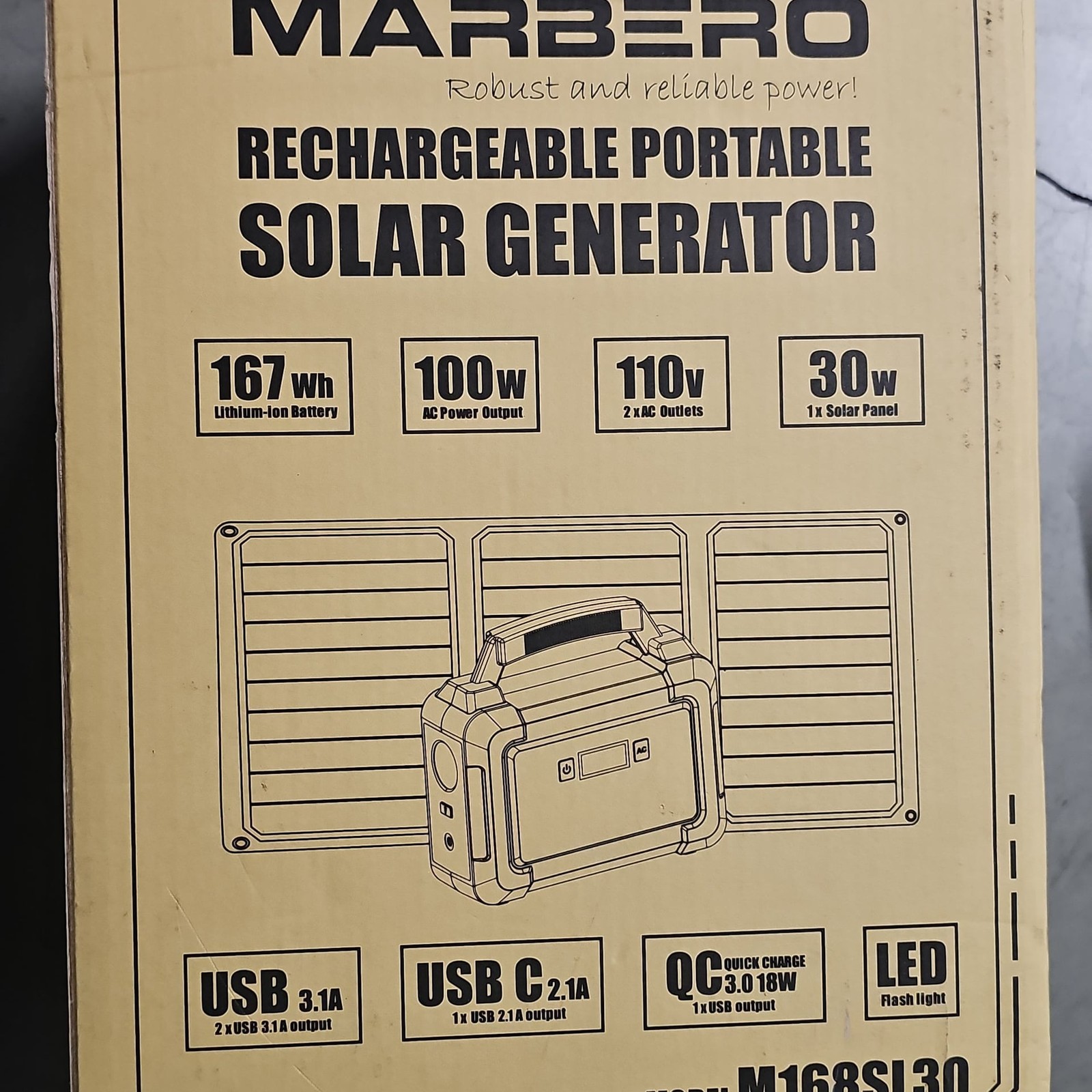 MARBERO 167Wh Rechargeable Portable Solar Generator Power