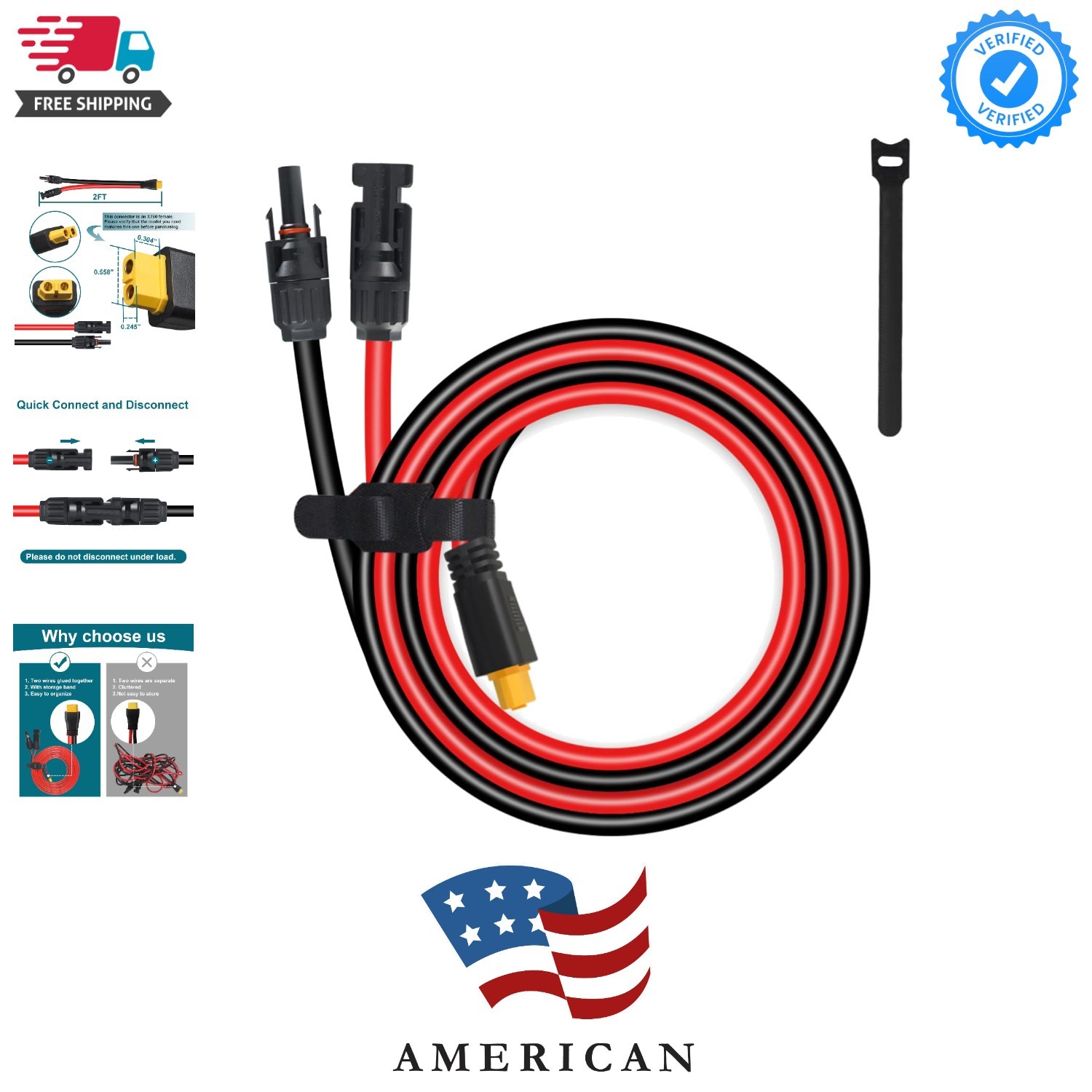 XT60 Connector, MC4 to XT60 Extension Charging Cable 2FT, Solar to XT60 Cable…