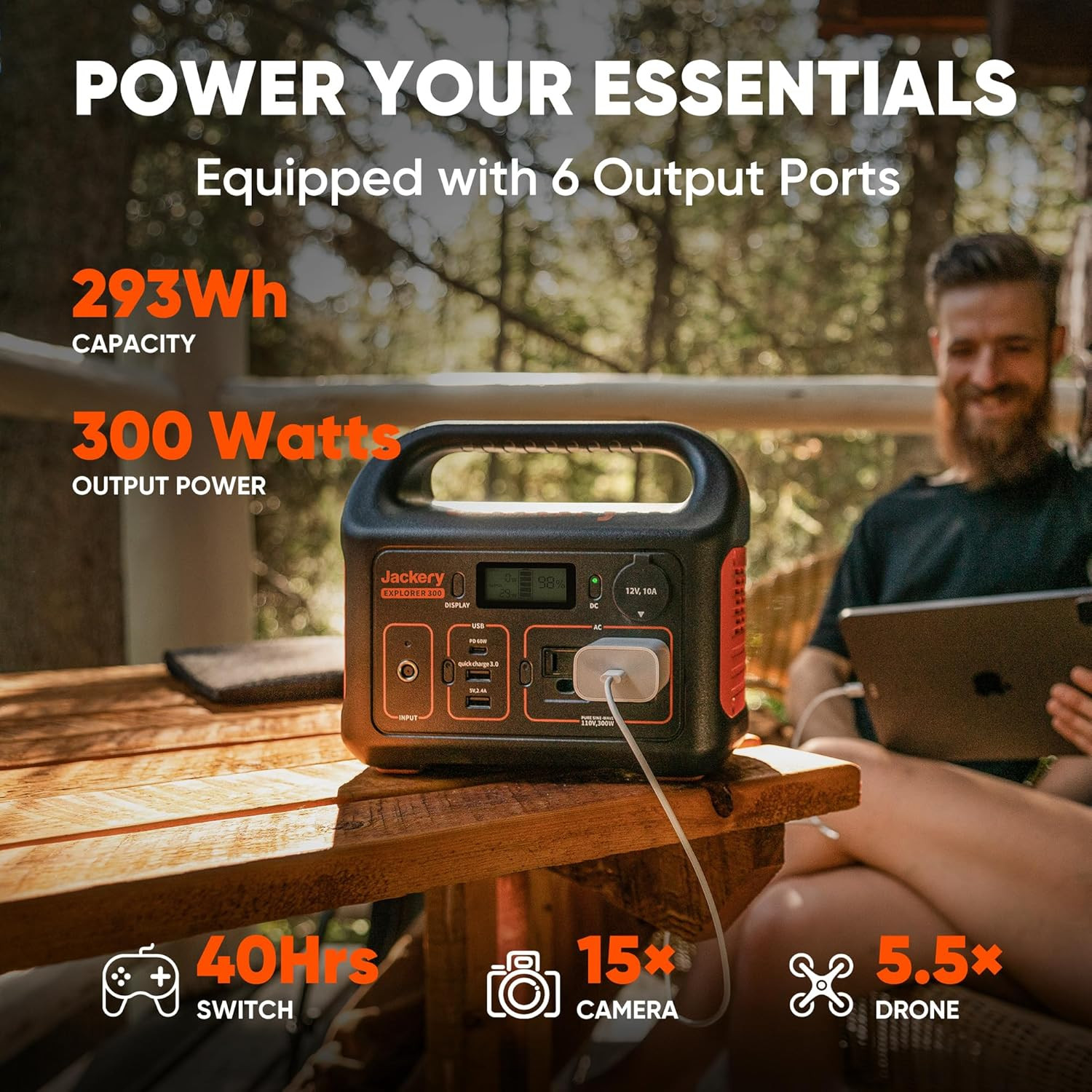 Jackery Solar Generator 300, 293Wh Power Station with 40W Solar Panel, 300W Pure