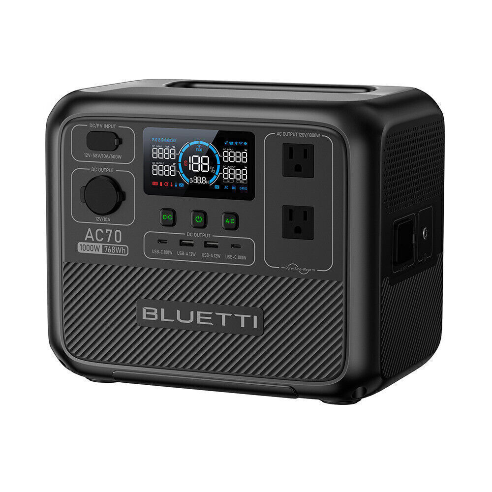BLUETTI AC70 1000W/768Wh Portable Power Station+Optional Solar Panel