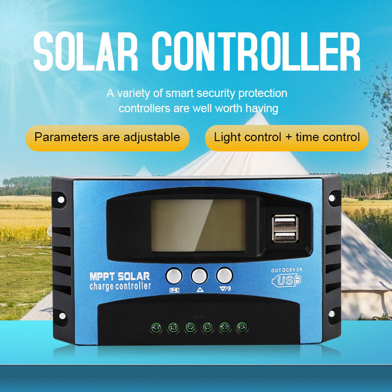 30A 40A 50A 60A 100A Solar Panel Charge Controller 12V 24V LCD Regulator Kit USB