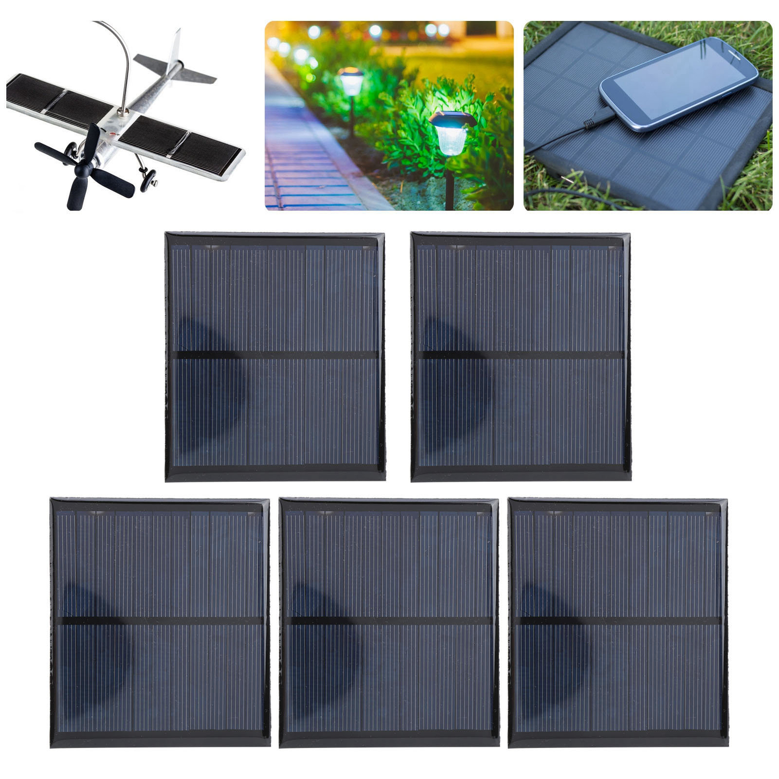 5Pcs Small Solar Panel Epoxy Power Board Module 30CM Red And Black Wire DC5.5V