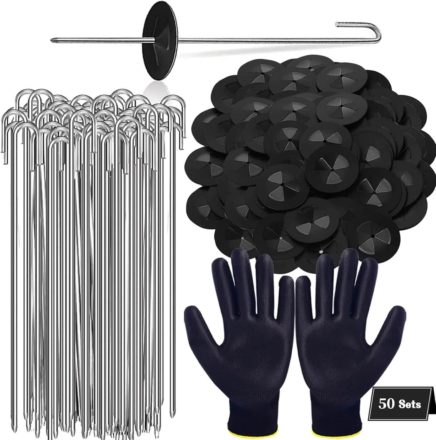50PCS Solar Panel Bird Guard Fastener Clips, 1PCS Gloves Solar Panel Mesh Clips