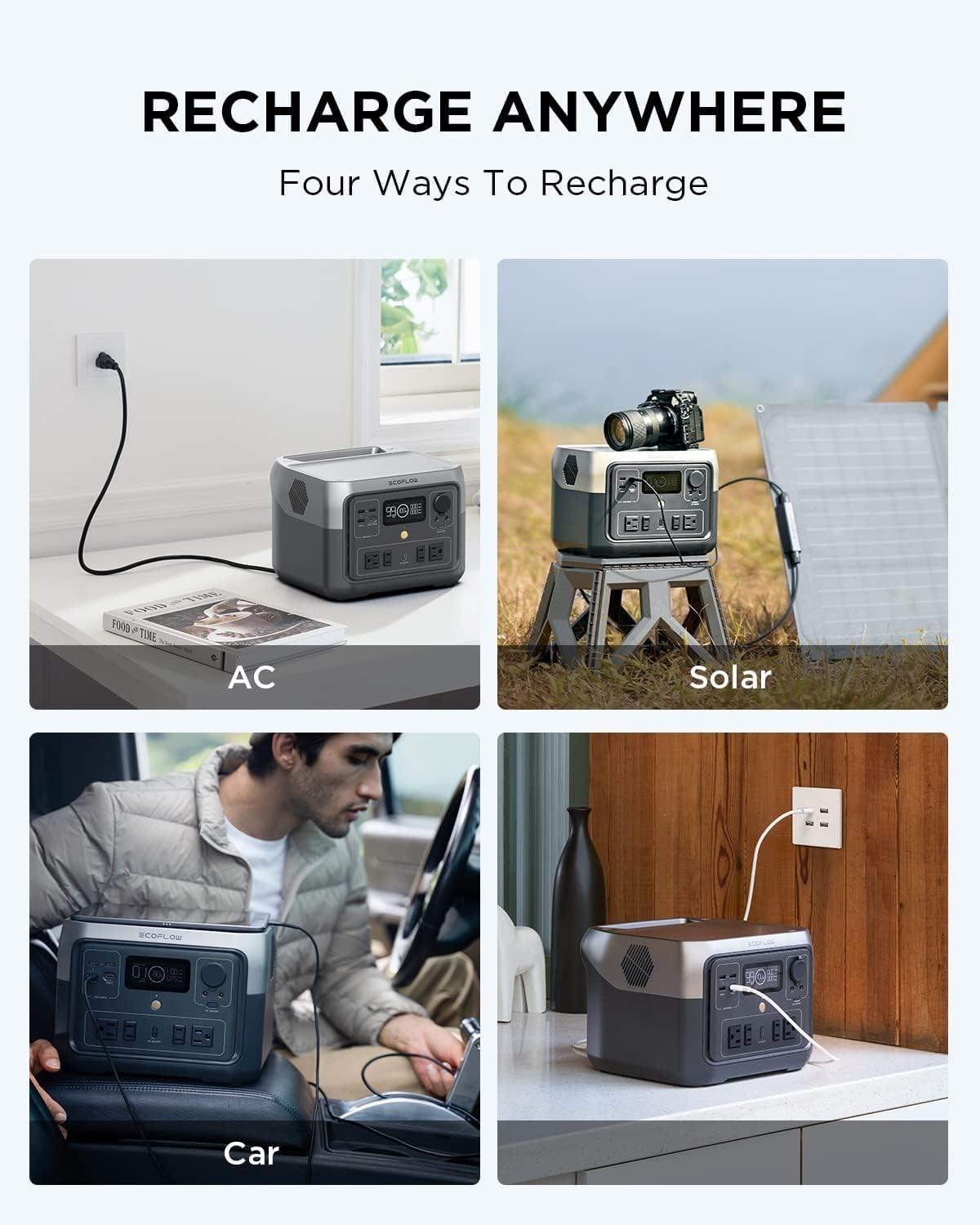 Portable Power Station River 2 500 499Wh LiFePO4 Battery/ 1 Hour Fast Charging