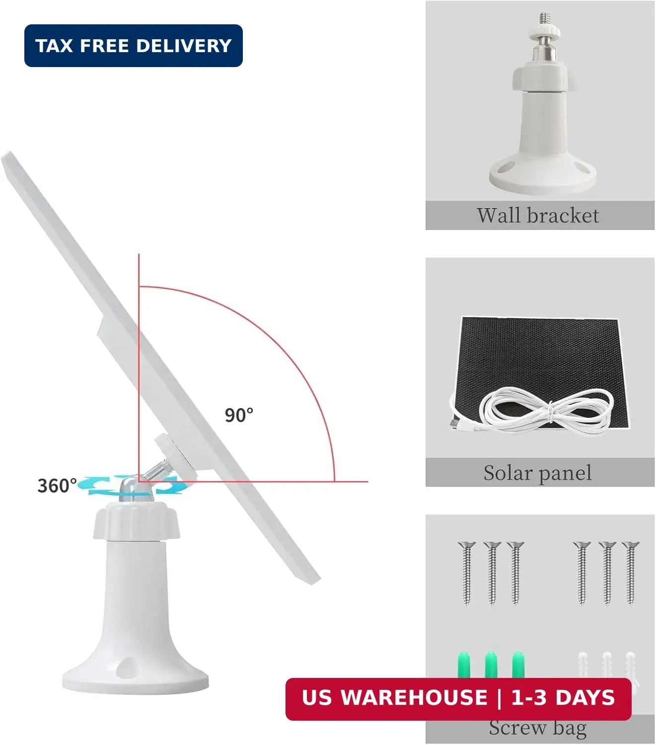 4W Solar Panel for Security Camera,Type C&Micro Solar Panel Charger for Recharge