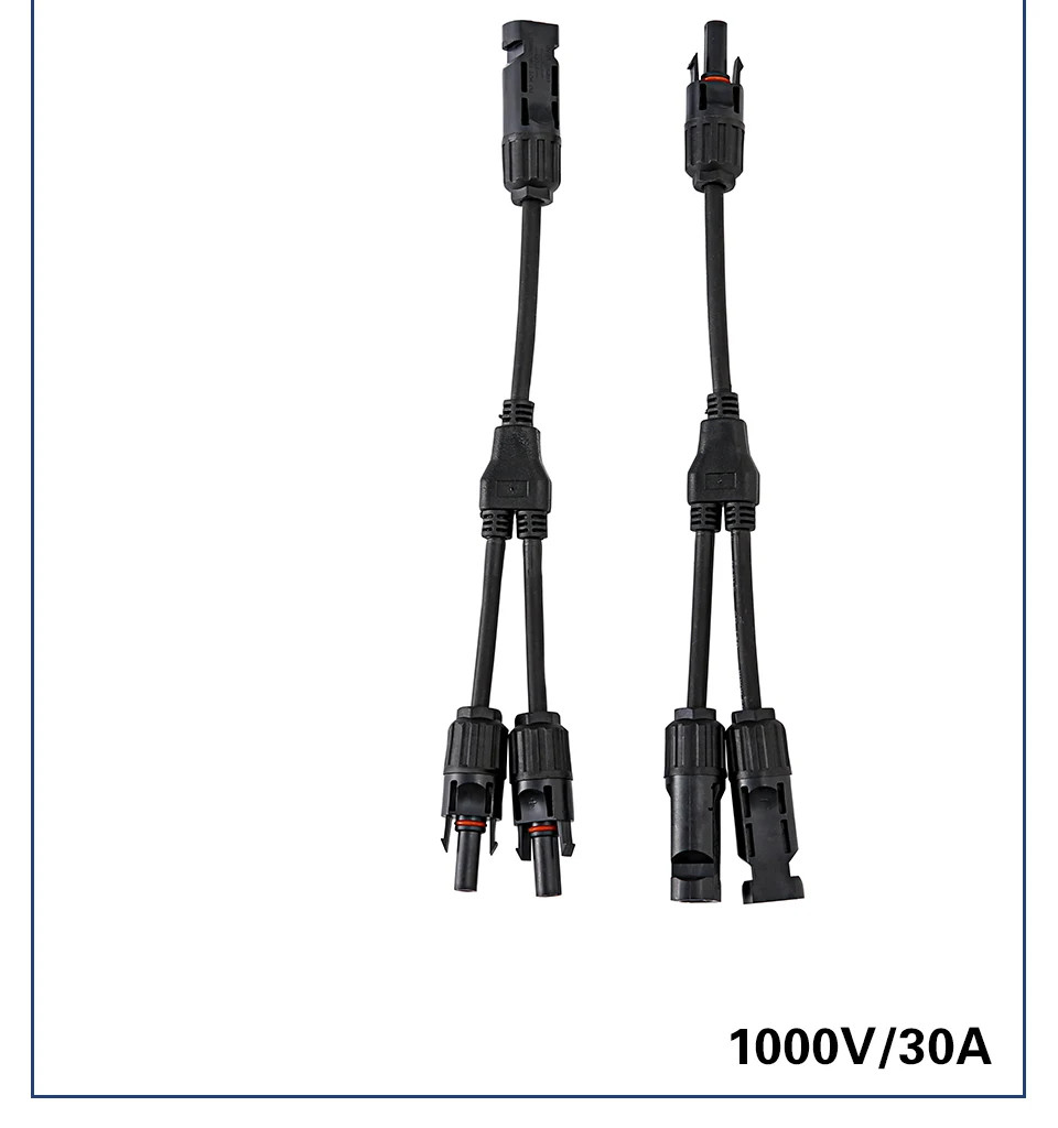 Parallel Connector 2-to-1 PV 1000V 30A Branch Adapter Cable For Combiner Box
