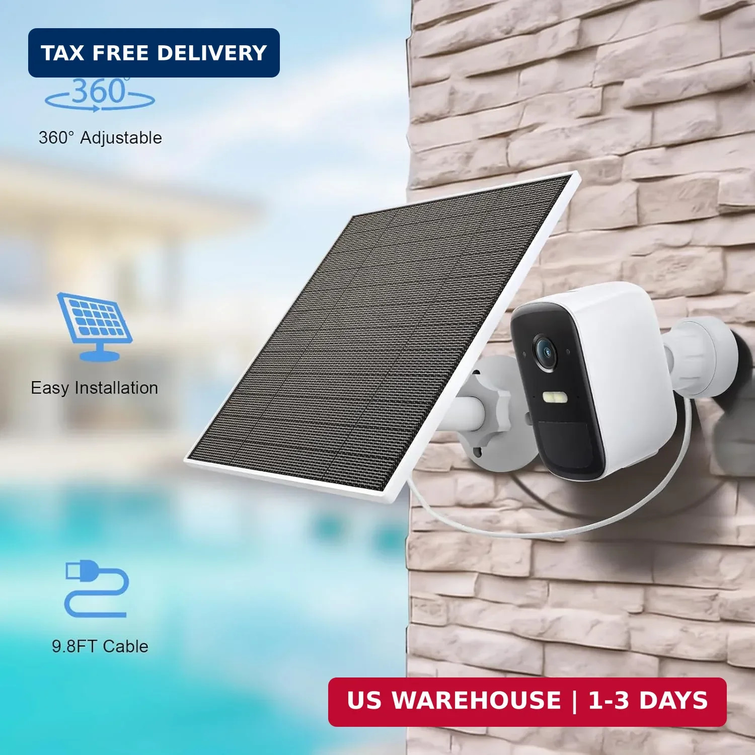 Solar Panel for Eufy Outdoor Camera, 5W Solar Panel Charger Compatible with Eufy