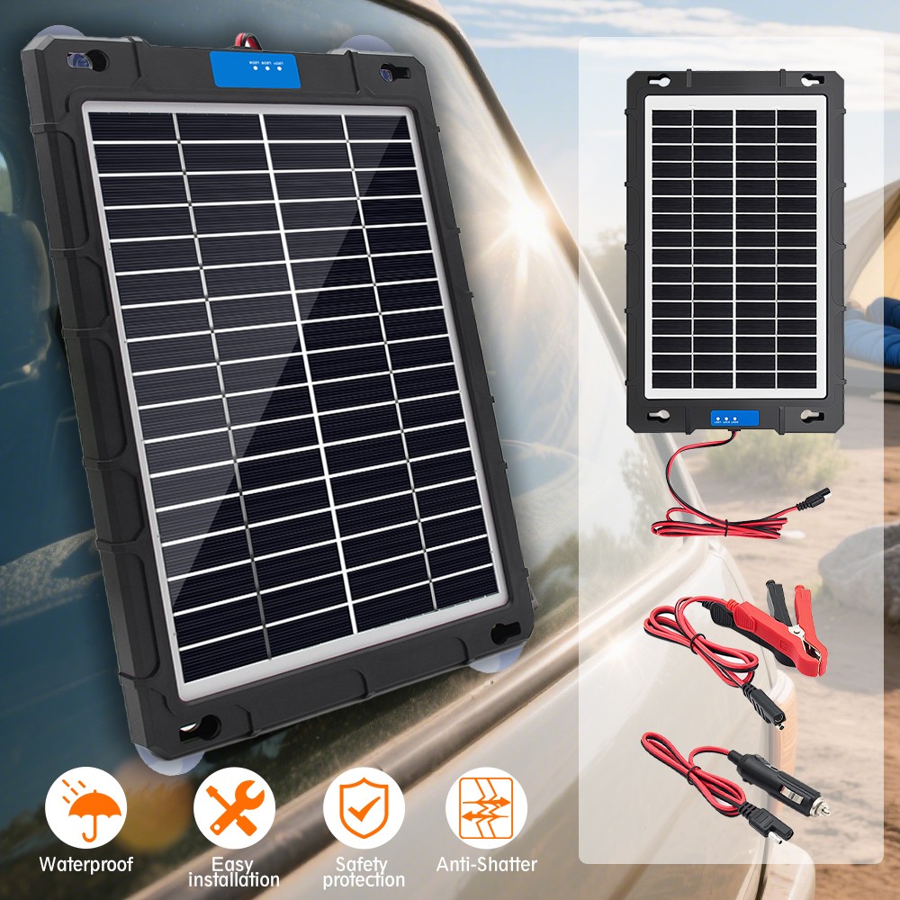 20W Portable Solar Panel Car Battery Trickle Charger 18V Solar Battery Charger