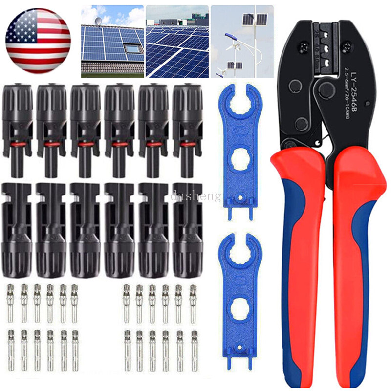 6Pairs Solar Panel PV Cable Crimping Tools Crimper Pliers Connectors AWG14-10