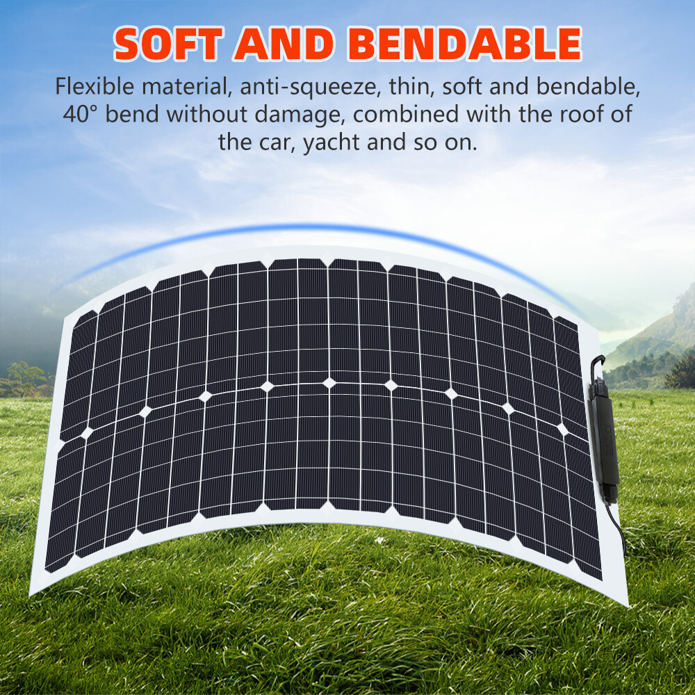 100W Watt Flexible Solar Panel 12V Mono Home RV Rooftop Camping Off-Grid Power