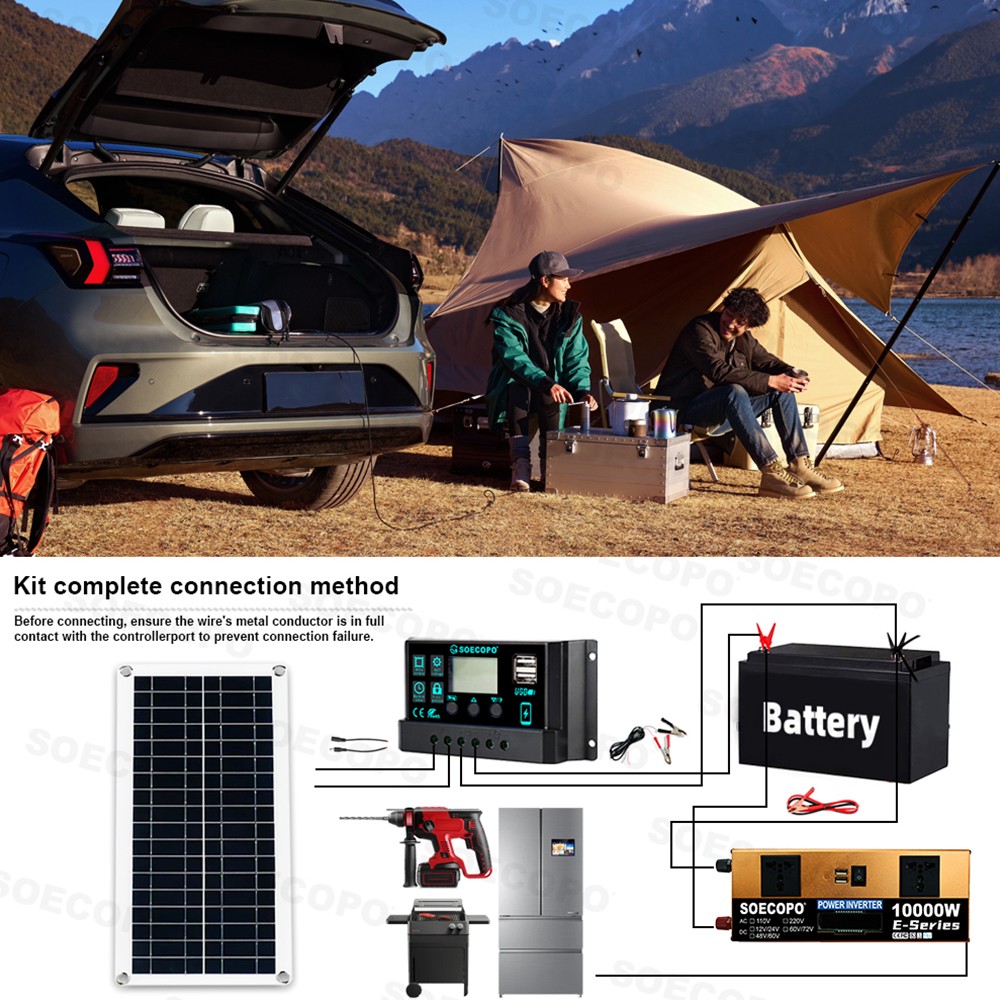 10000W Power Inverter Solar Generator w/ 200W Solar Panel Home Complete US STOah