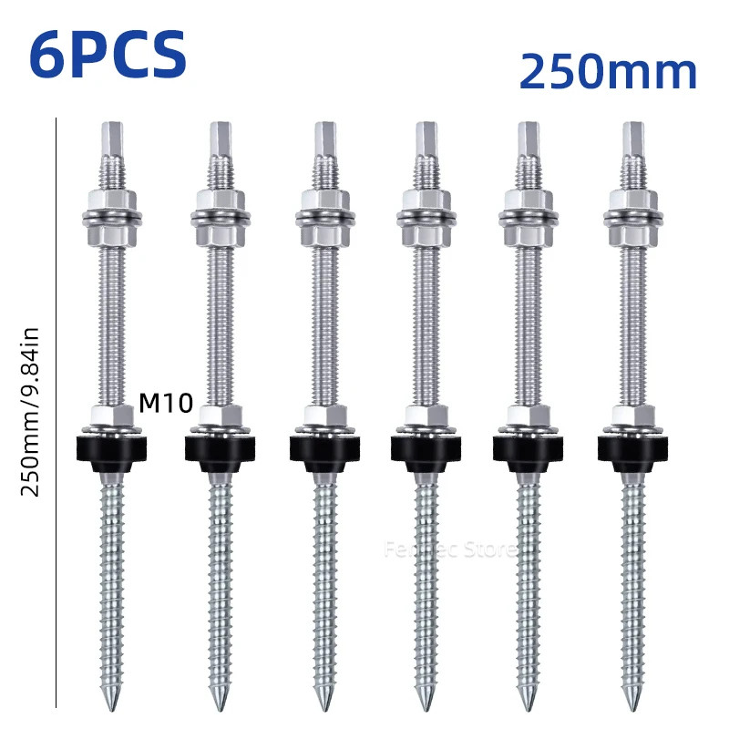 Solar Hanger Bolts Solar Panel Roof Mounting Screws 4/6Pcs M10 Solar Accessories