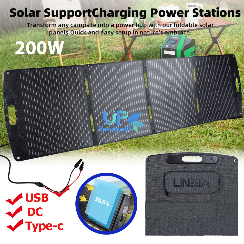 200W Watt Foldable Solar Panel ETFE Mono Home RV Rooftop Camping Off-Grid Power