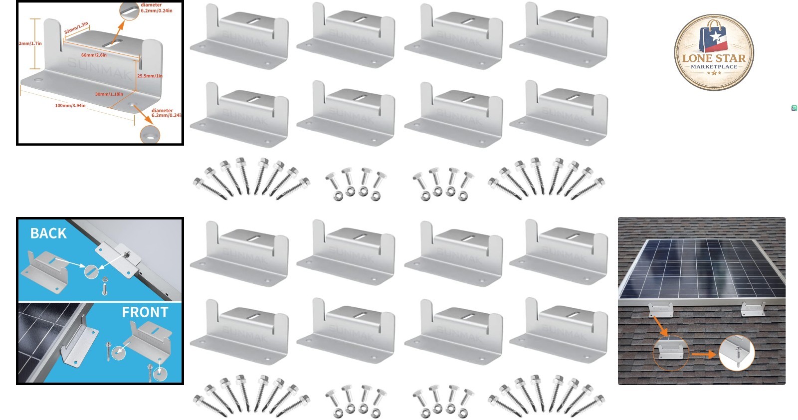 Complete Set of 16 Solar Panel Z Brackets for Easy Installation & Reliability