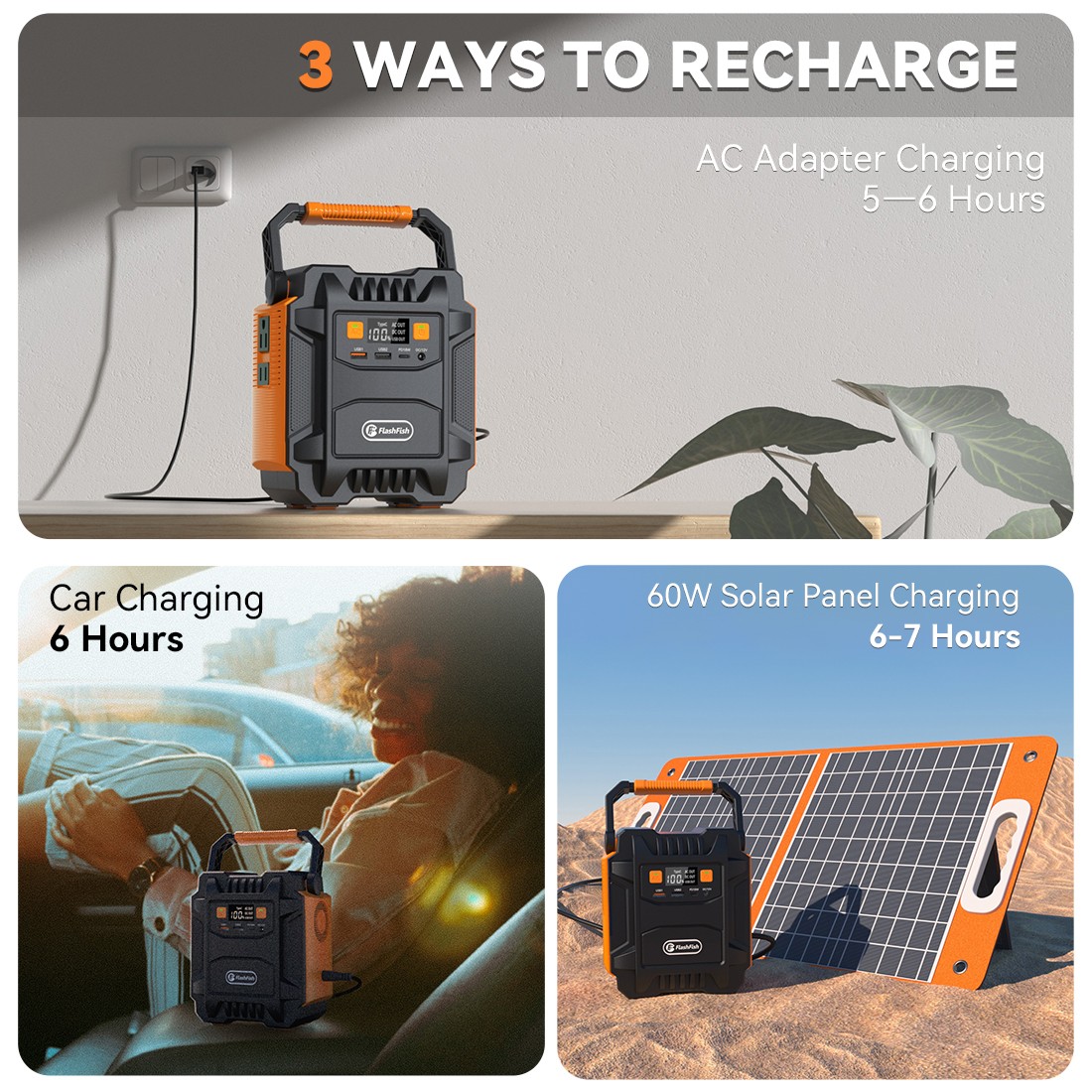 FlashFish A201 Portable Power Station 200W 172.8Wh Solar Generator Refurbished