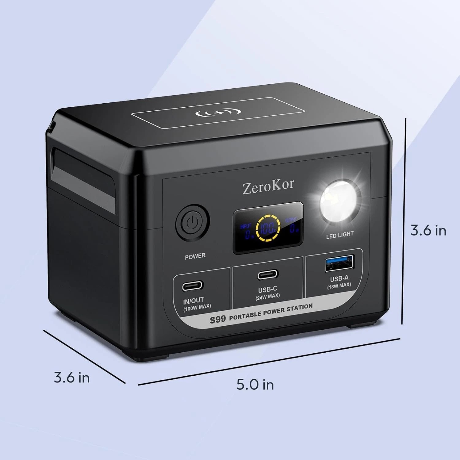 100W Portable Power Station – 30,000mAh Solar Generator with USB-C Fast Charging