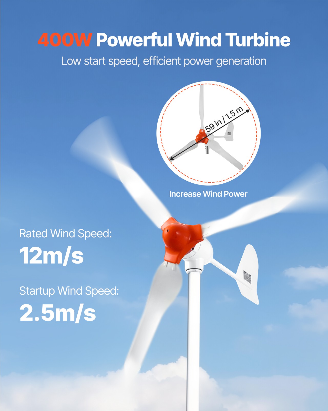 VEVOR 24V 1000W Solar Wind Power Kit 6PCS 100W Solar Panels 400W Wind Turbine