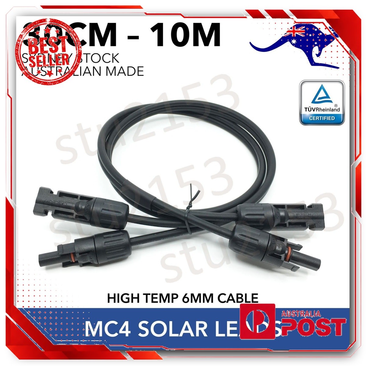 MC4 Compatible Solar Extension Leads 6mm Solar Cable 30cm to 10m Length