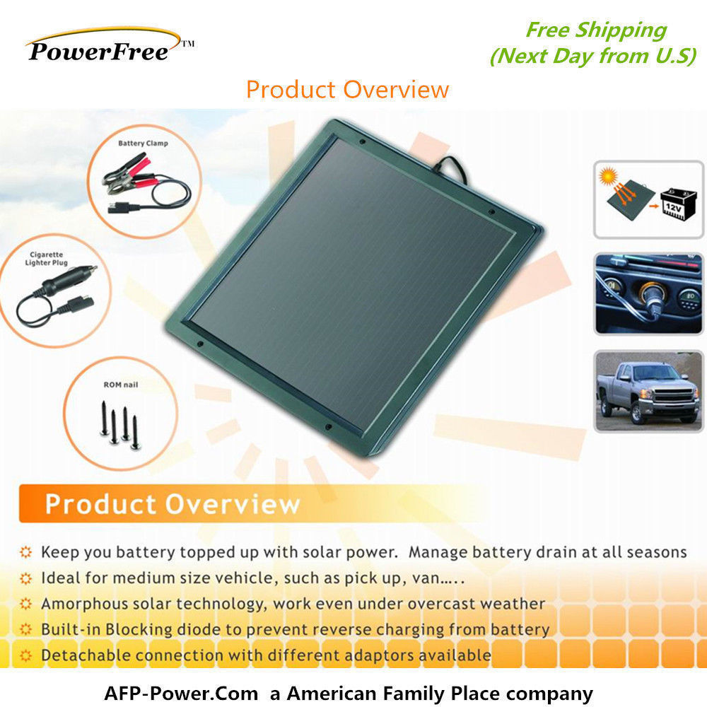 4.8w Solar Trickle Charger Pickup Van Boat Marine Auto 12V Battery Maintainer