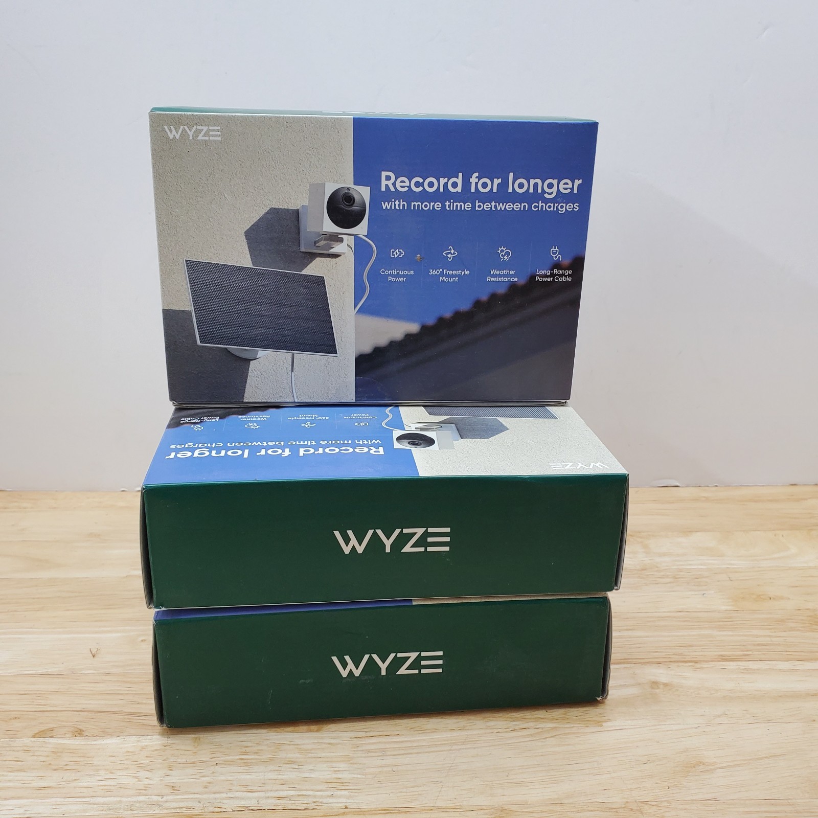 Lot of 3 – Wyze WSP2W Solar Panel For Continuous Recording – White
