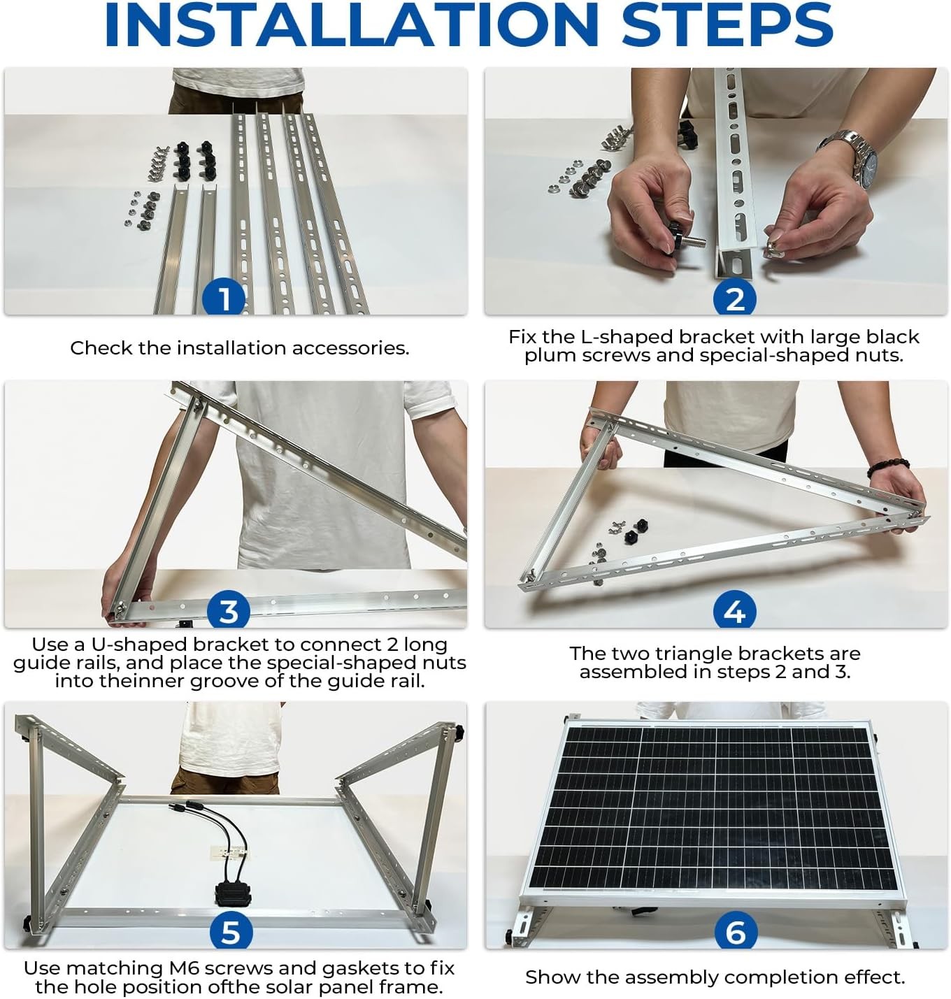 Solar Panel Mount Brackets, 2 Sets 45 Inch Adjustable with Foldable Tilt Legs, S