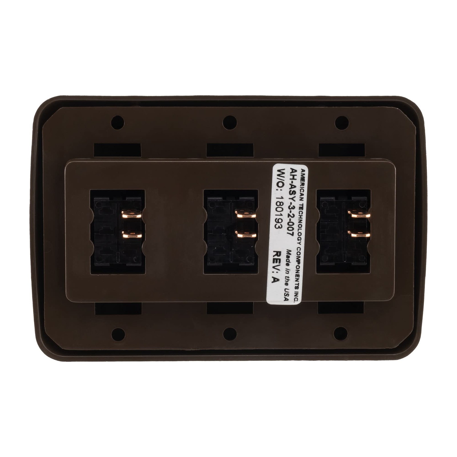 Triple SPST On-Off Switch with Bezel, 12-Volt, for RV, Trailer, Camper (Brown)