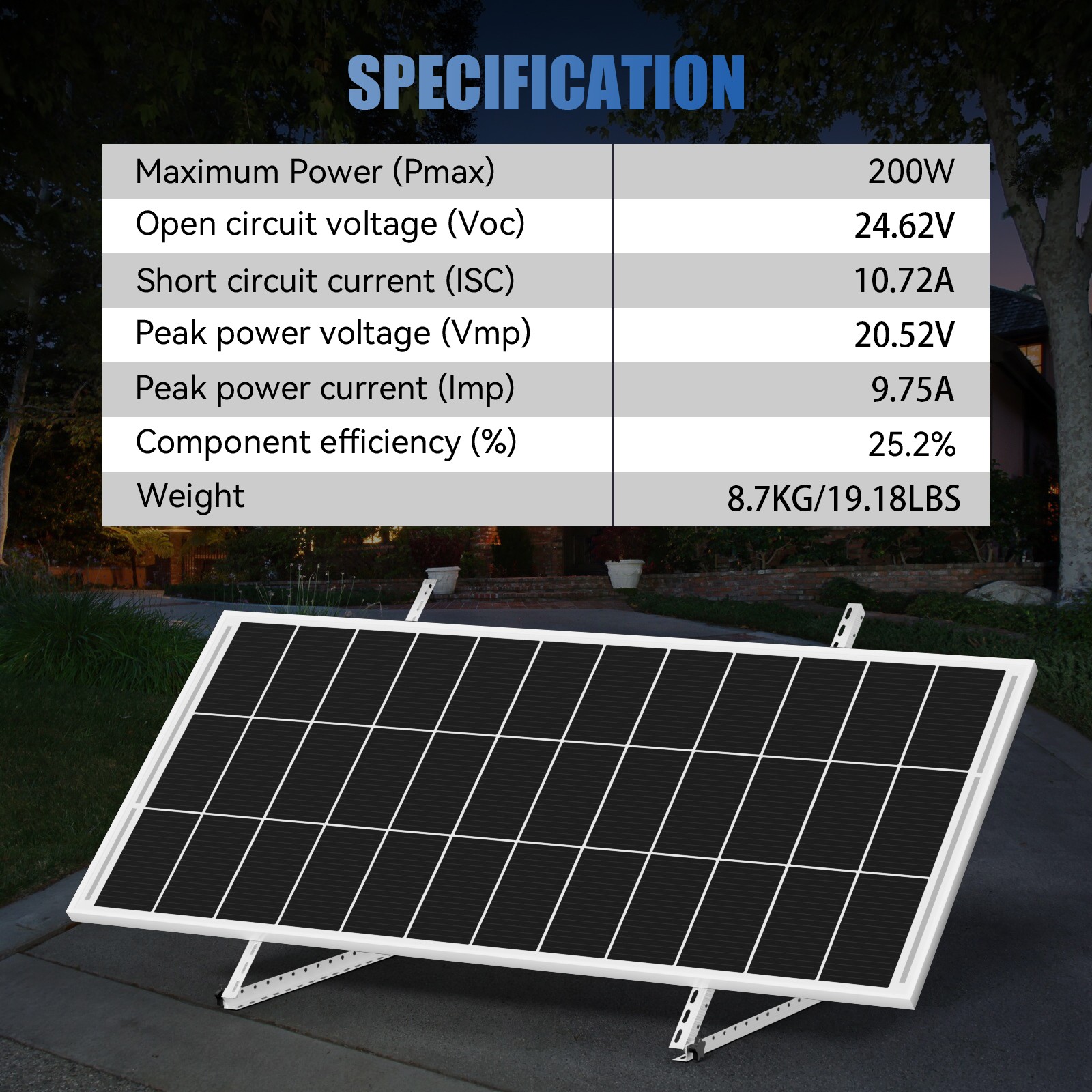 200W 12V Solar Panel Mono 18BB Battery Charge RV PV Home Off-Grid Battery Power