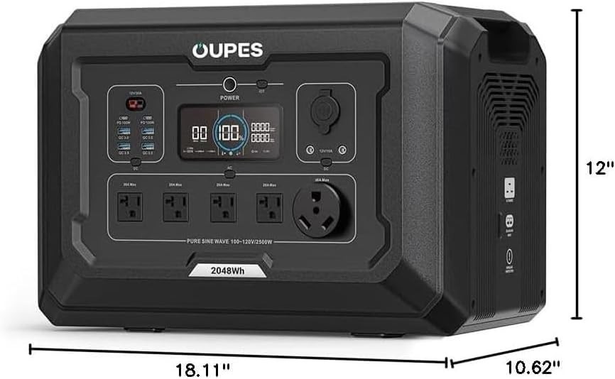 OUPES Mega 2 Portable Power Station 2500W (5400W Peak) Solar Power Generator