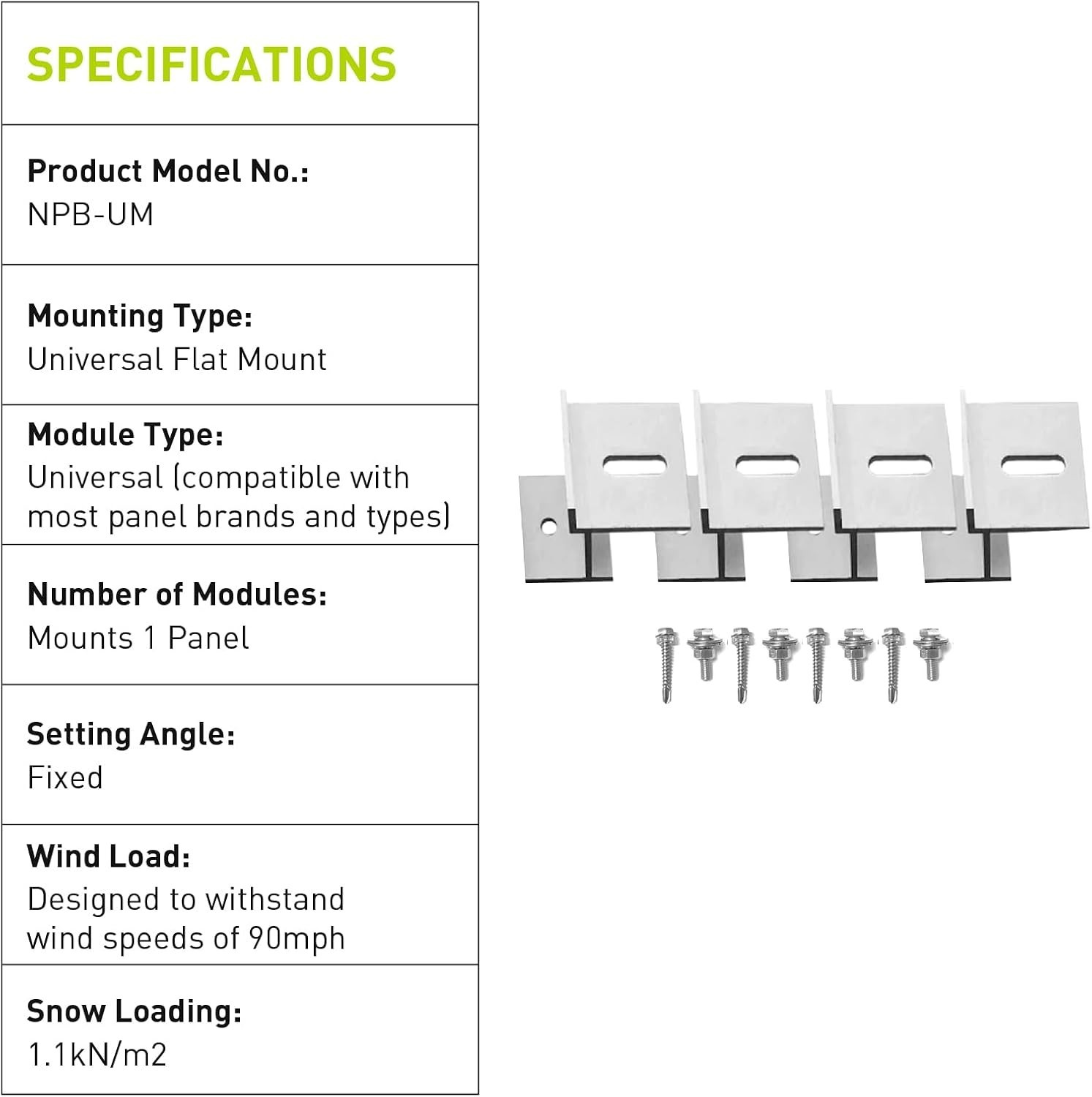 Heavy-Duty Z Bracket Kit for Solar Panels – Set of 4, Anodized Aluminum Finish