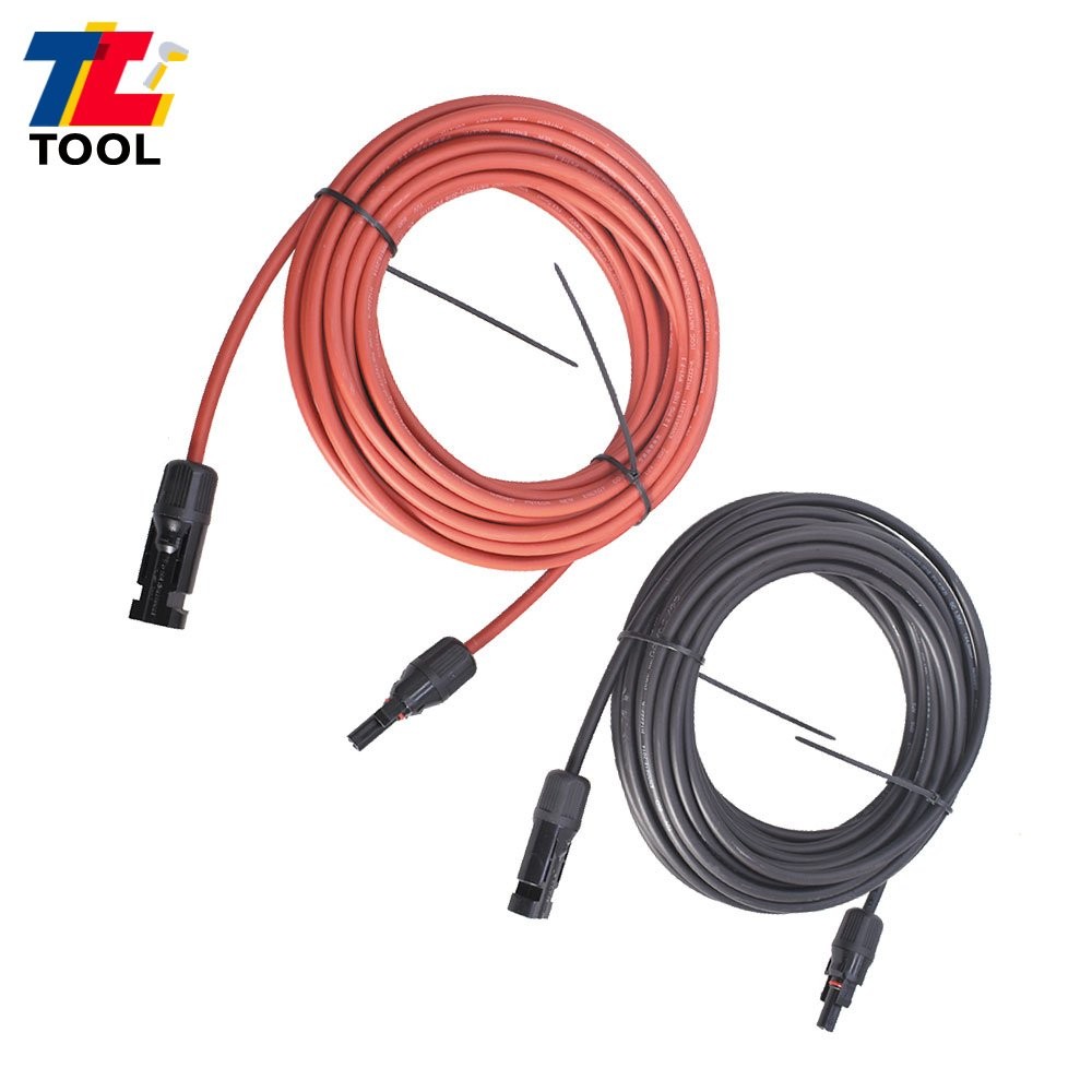 1 Pair 20ft 12AWG Black+Red Solar Panel Extension Cable Wire Connector