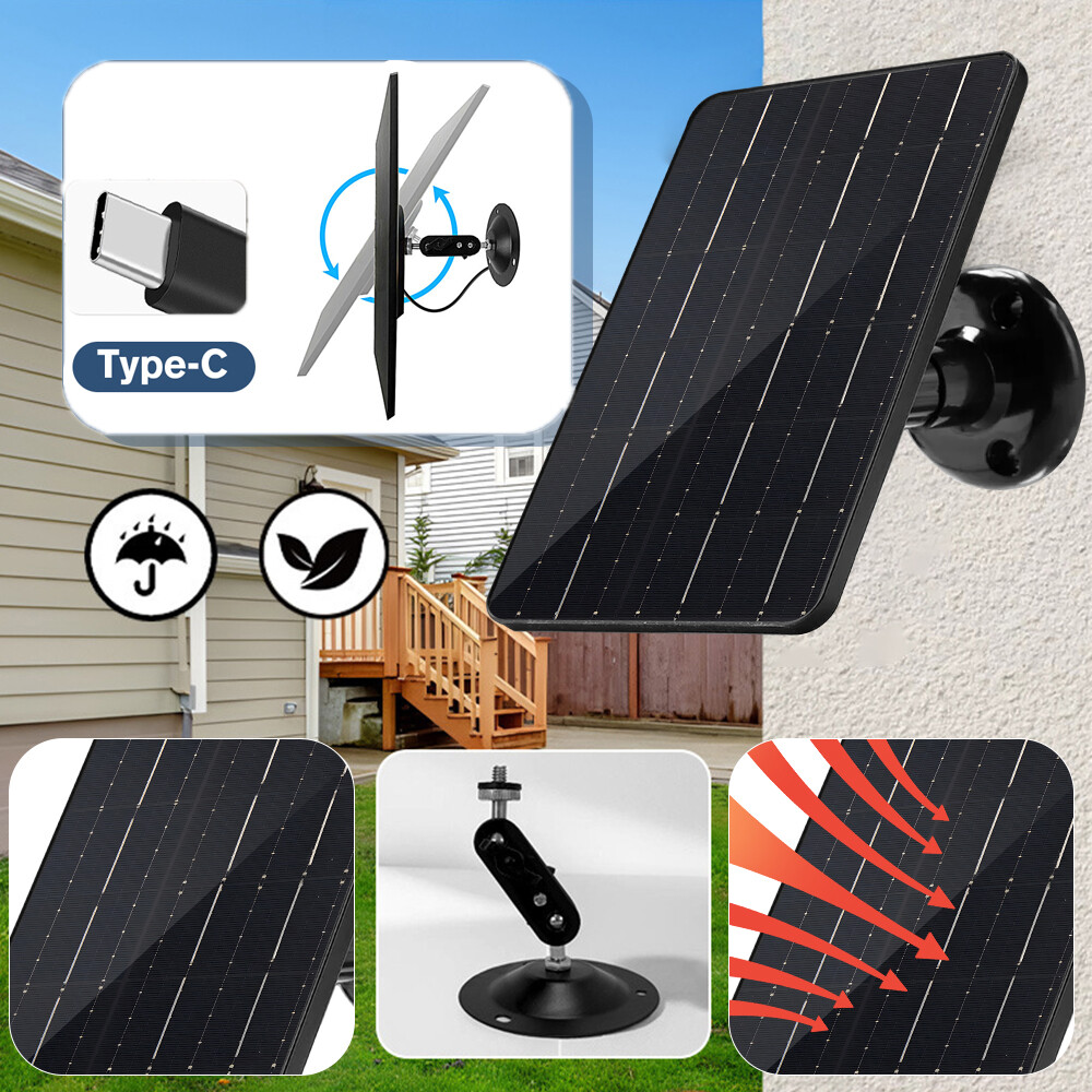 10W 5V Solar Panel for Outdoor Camera Security Cam Type C Port Battery Charger