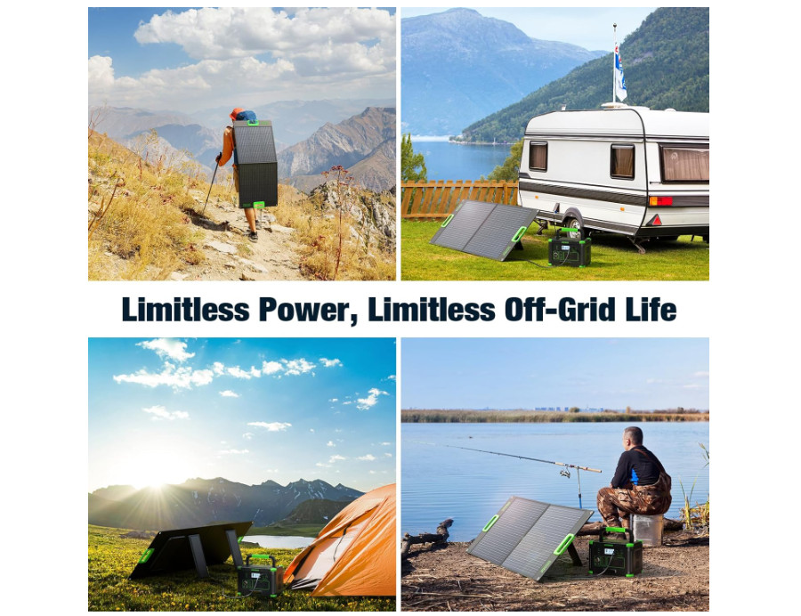 GRECELL 100W Portable Solar Panel for Power Station Generator 20V Foldable
