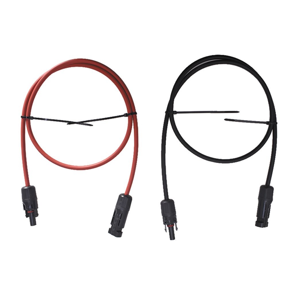 1 Pair 3 Feet Black + Red 10 AWG Solar Panel Extension Cable Wire Connector